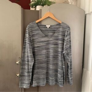 PureJill Gray Blue Striped Women's Top